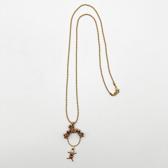 #1 MOM February Birthstone Figural Charm Gold Tone Pendant Necklace Vintage Avon - Picture 3 of 6